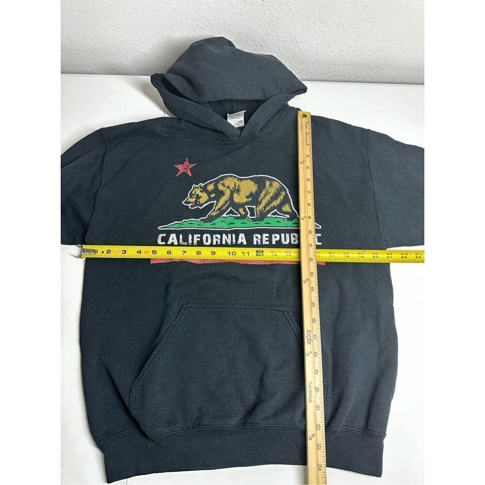 Gildan California Republic Bear Hoodie Pullover Sweatshirt Black Sz M See Notes - Picture 9 of 12